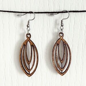 Handmade! Elegant Honey Stained Wooden Earrings